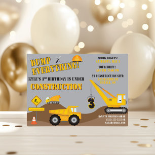 Under Construction Birthday Party invitation
