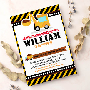 UNDER CONSTRUCTION Birthday Party Invitation