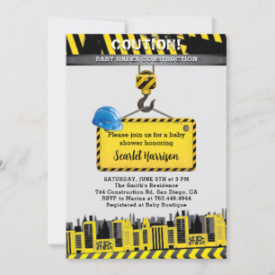 Under Construction Boy Baby Shower Invitation