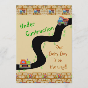Under Construction Boy Baby Shower Invitations