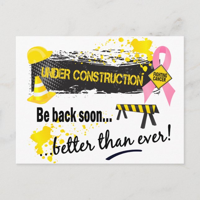 Under Construction Breast Cancer Postcard (Front)