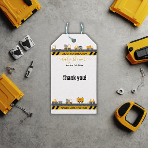 Under Construction Bulldozer Baby Shower Gift Tags