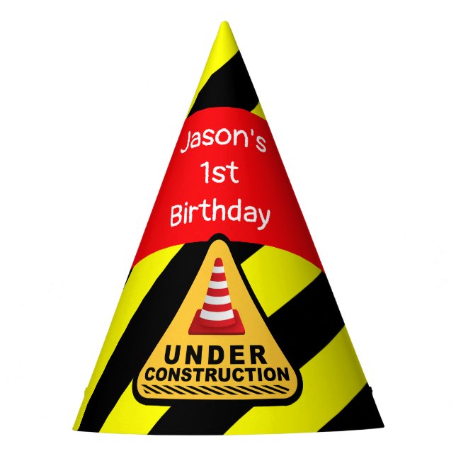 Under construction Concrete mixer Birthday party Party Hat (Front)