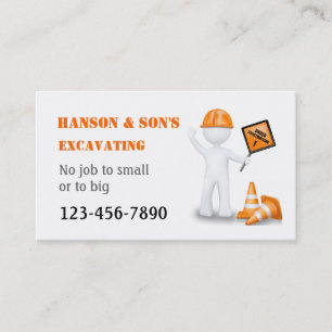 Under Construction Excavating Business Card