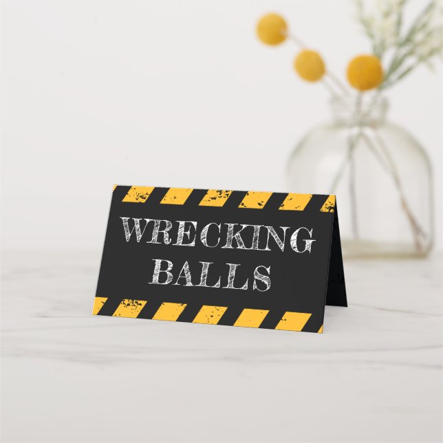 Under Construction Food Sign Birthday Place Card  (Front)