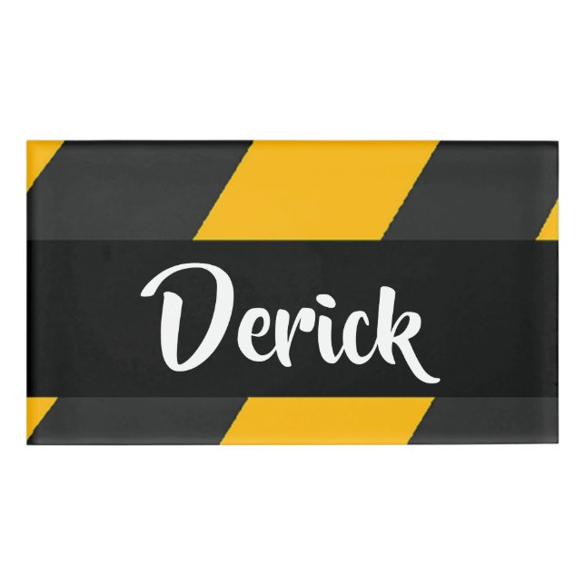 Under construction line stripes name tag (Front)