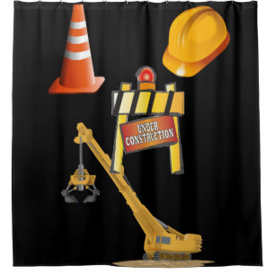 Under construction man cave showercurtain shower curtain