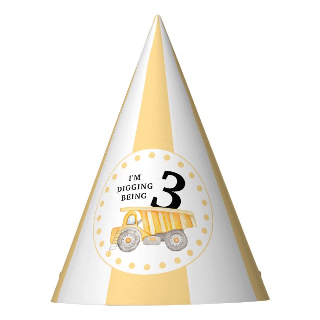 Under construction site birthday boy party hat (Front)