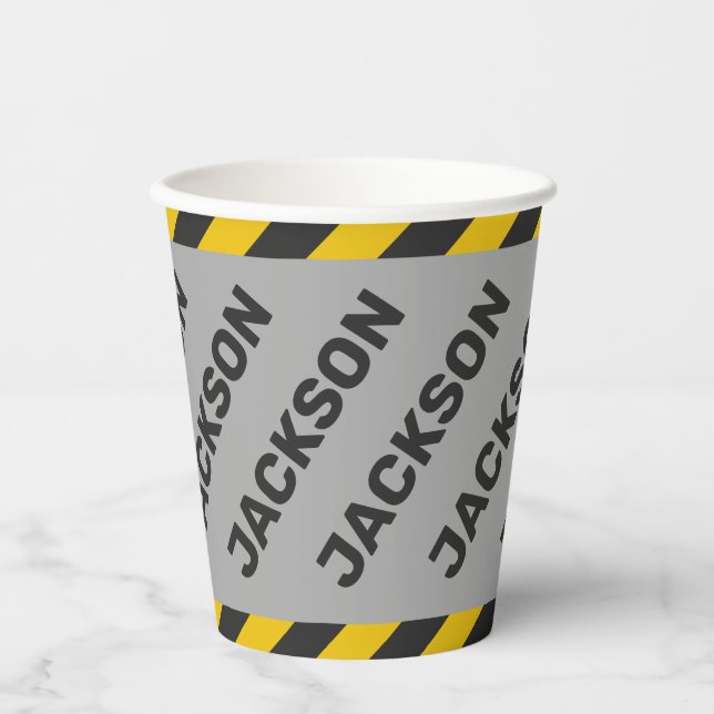 Under Construction Street Sign Graphic Paper Cups (Front)