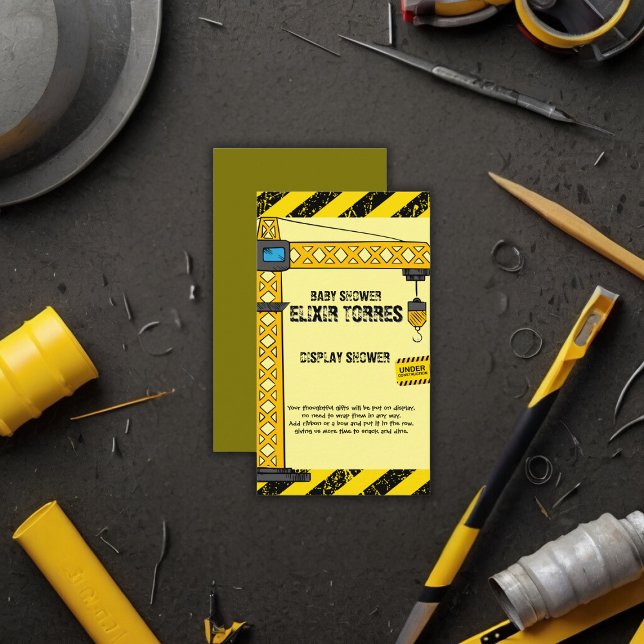 Under Construction Tower Cranes Baby Shower Enclosure Card (Creator Uploaded)