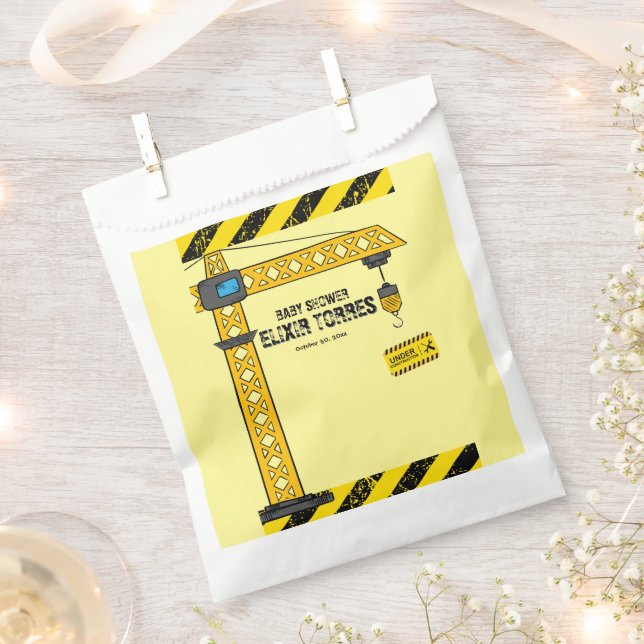 Under Construction Tower Cranes Baby Shower Favour Bags (Clipped)