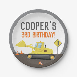 Under Construction Tractor Birthday Any Age Paper Plate