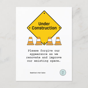 Under Construction with Cones Custom Renovation Postcard