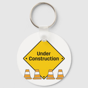 Under Construction with Cones Key Ring