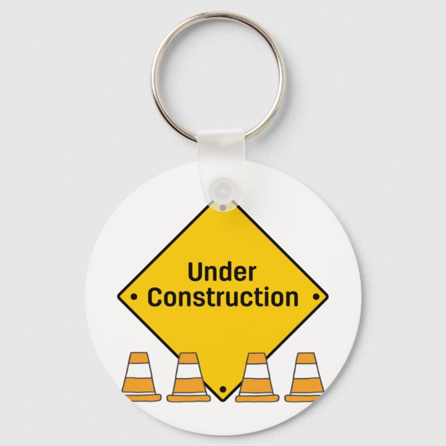 Under Construction with Cones Key Ring (Front)