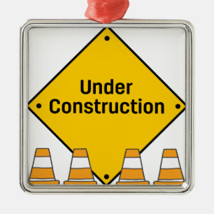 Under Construction with Cones Metal Tree Decoration