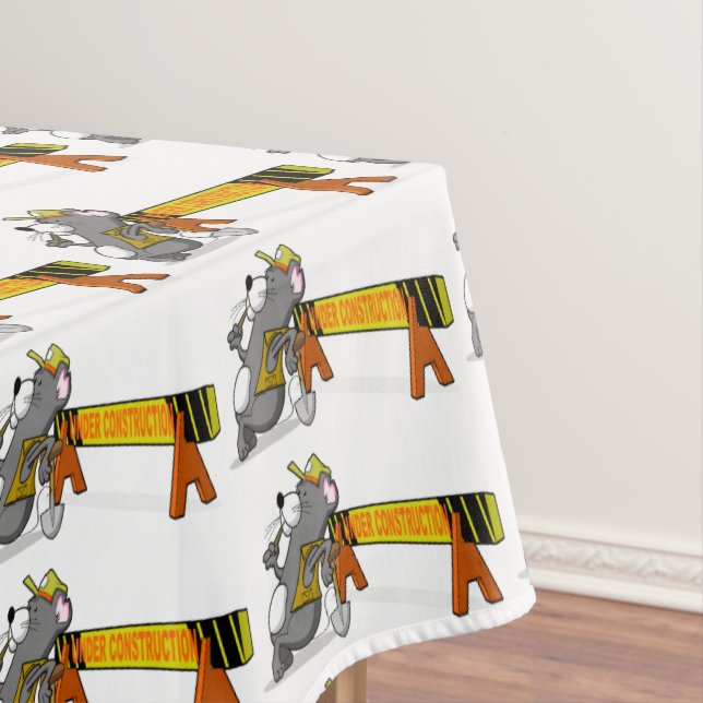 Under Construction Worker Banner Rectangle Tablecloth (In Situ)