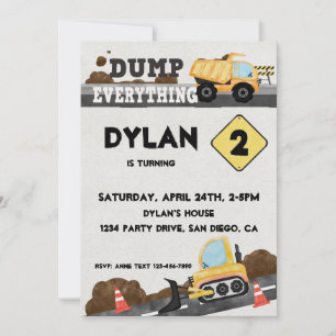 Under Constrution Party Truck Invitation