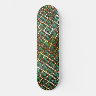 Under dirty and rusty grille skateboard