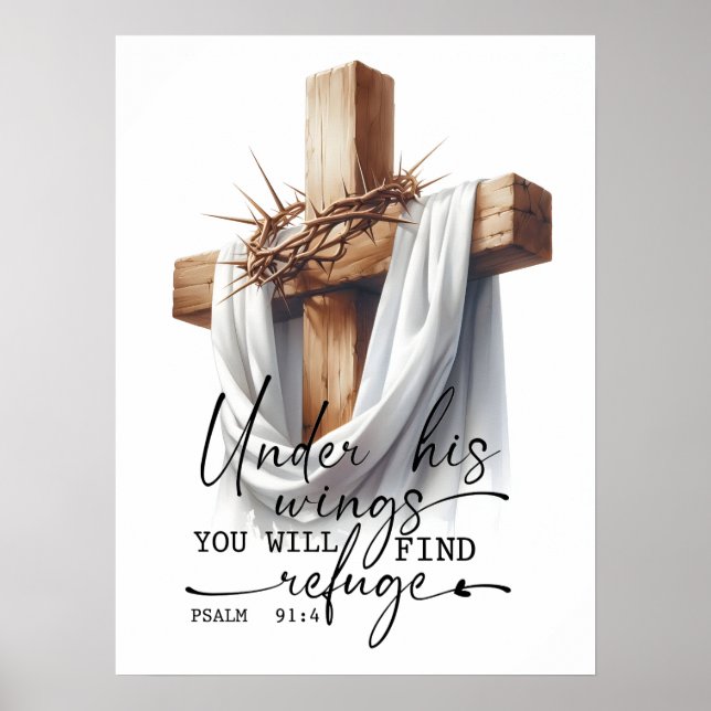 Under His Wings Scripture Art – Psalm 91:4  Poster (Front)