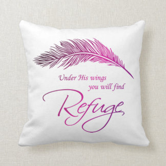 Under His Wings You Will Find Refuge Throw Pillow
