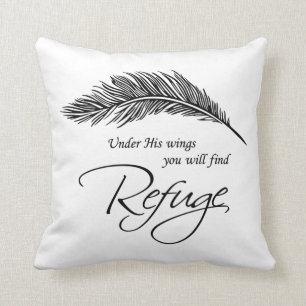 Under His Wings You Will Find Refuge Throw Pillow