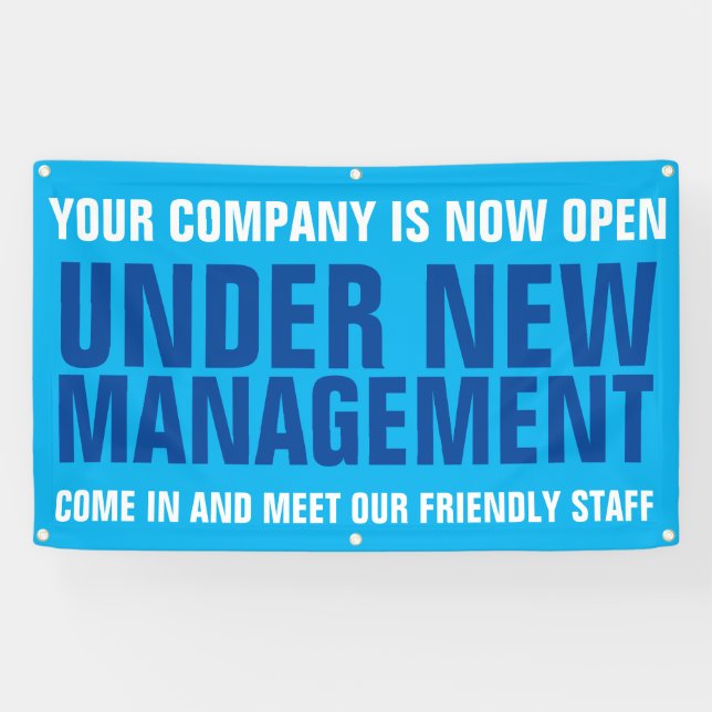 Under new management business signage blue banner (Horizontal)