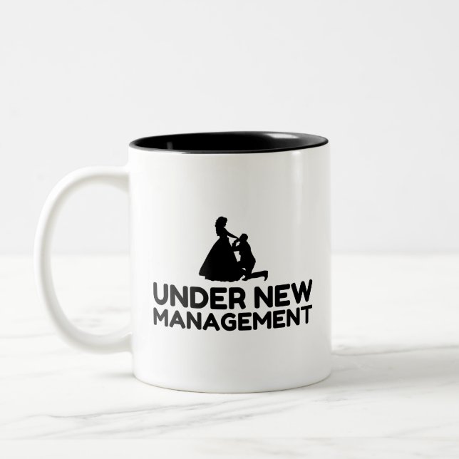 under new management Two-Tone coffee mug (Left)