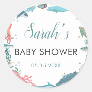 Under Sea Cute Ocean Animals Baby Shower RSVP Classic Round Sticker