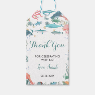 Under Sea Cute Ocean Animals Baby Shower RSVP Gift Tags