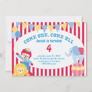 under the big top - childrens birthday invitation