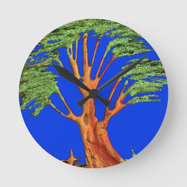 Under the Blue Sky: The Acacia Tree Collection Round Clock (Front)