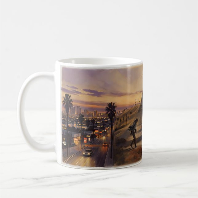 Under the Bridge LA Twilight Illustration Mug (Left)
