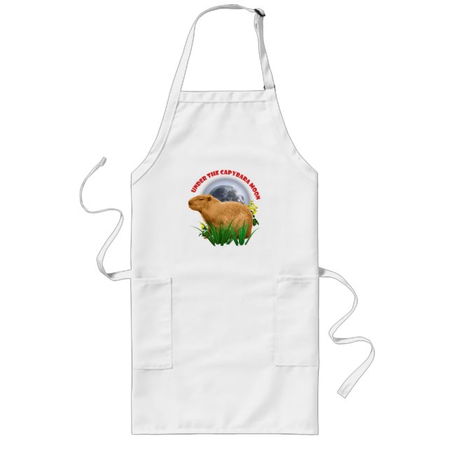 Under the Capybara Moon Cute Animal Long Apron (Front)