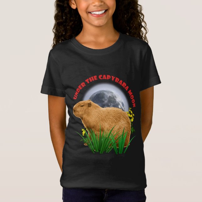Under the Capybara Moon Cute Animal T-Shirt (Front)