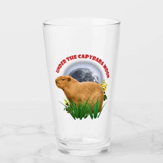 Under the Capybara Moon Funny Capybara  Glass (Front)