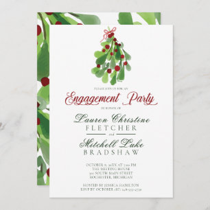 Under the Christmas Mistletoe Engagement Invitation