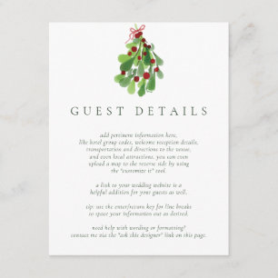 Under the Christmas Mistletoe Guest Information Enclosure Card