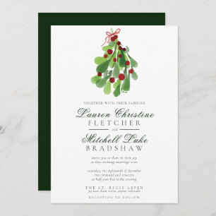 Under the Christmas Mistletoe Wedding Invitation