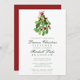 Under the Christmas Mistletoe Wedding Invitation