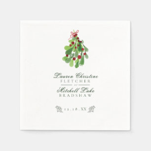 Under the Christmas Mistletoe Wedding Napkin