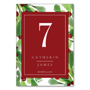 Under the Christmas Mistletoe Wedding Table Number