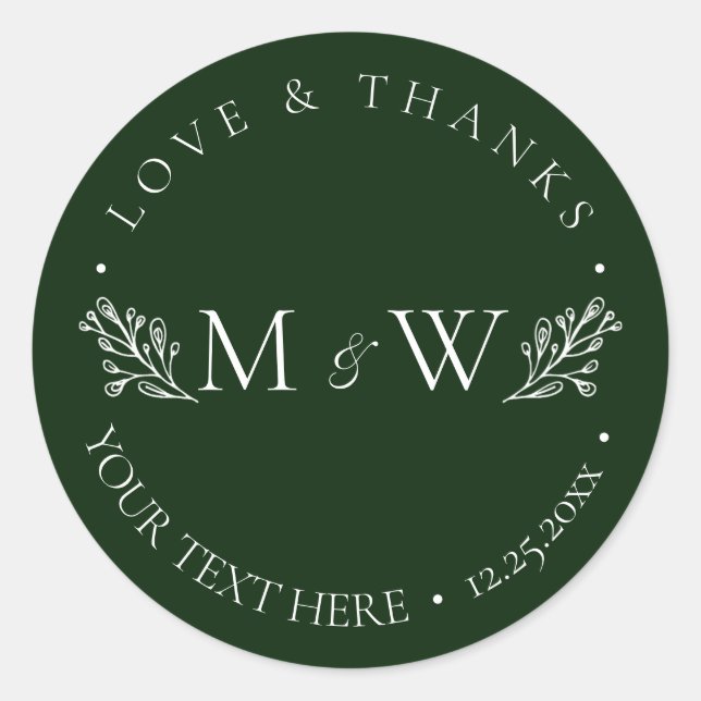 Under the Christmas Mistletoe Wedding Thank you Classic Round Sticker (Front)