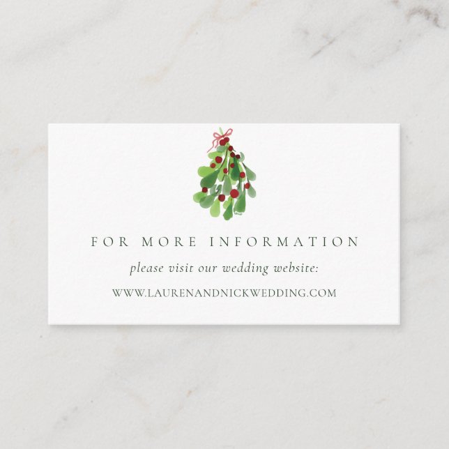 Under the Christmas Mistletoe Wedding Website Card (Front)