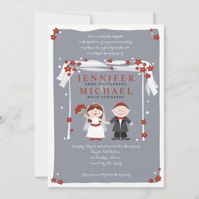 UNDER THE CHUPPAH Jewish Wedding Invitation (Front)