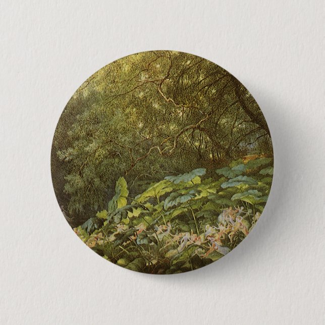 Under the Dock Leaves by Richard Doyle, Fairy Art 6 Cm Round Badge (Front)