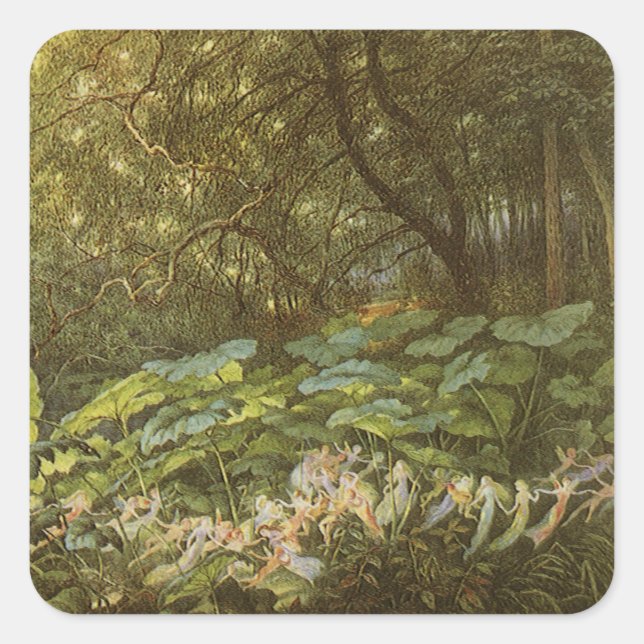 Under the Dock Leaves by Richard Doyle, Fairy Art Square Sticker (Front)