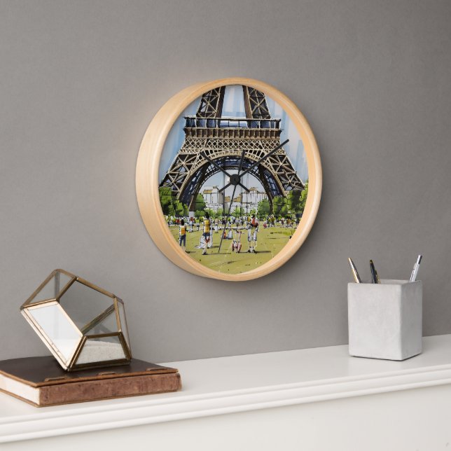  Under the Eiffel Tower – Hand-Drawn Sketch Art Clock (Office)