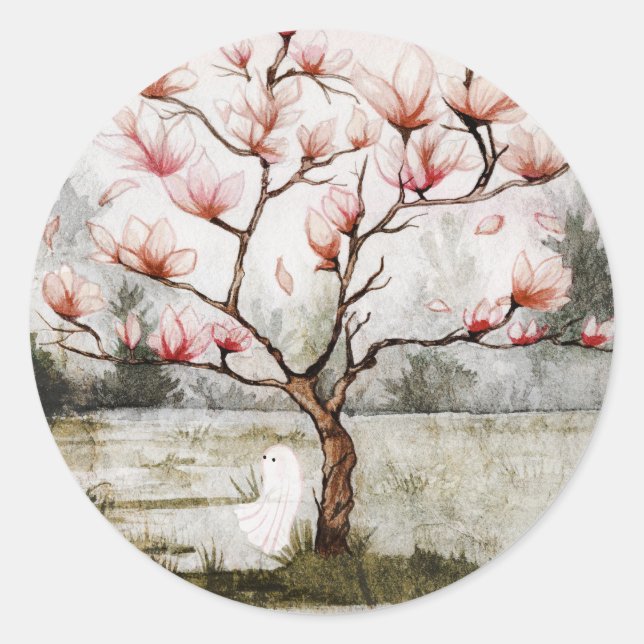 Under The Magnolia Tree Classic Round Sticker (Front)