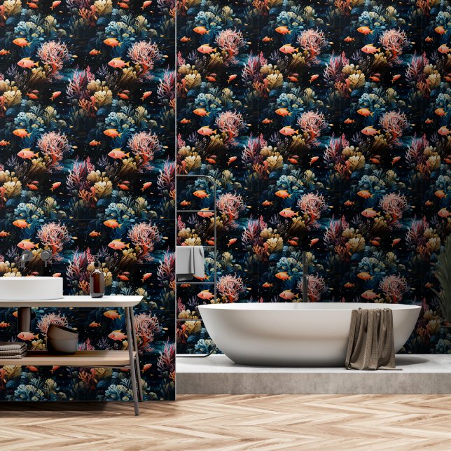 Under the midnight sea wallpaper (Bathroom)